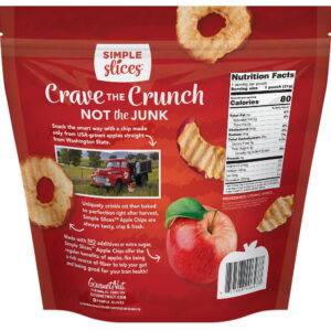 Back of Red Apples Multipack Simple Slices Apple Chips packaging